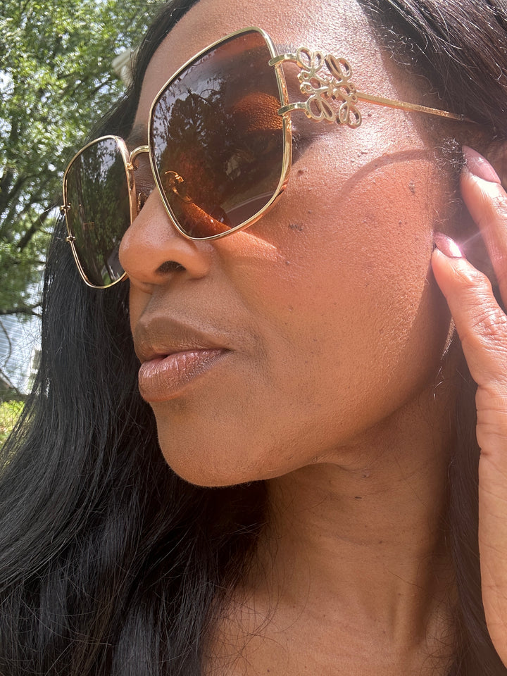 Oversize Square Aviator Sunglasses - Brown Tinted