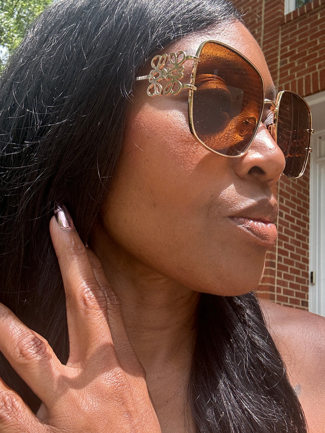 Oversize Square Aviator Sunglasses - Brown Tinted