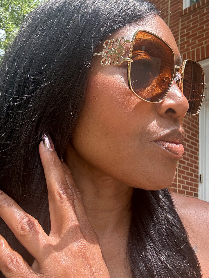 Oversize Square Aviator Sunglasses - Brown Tinted