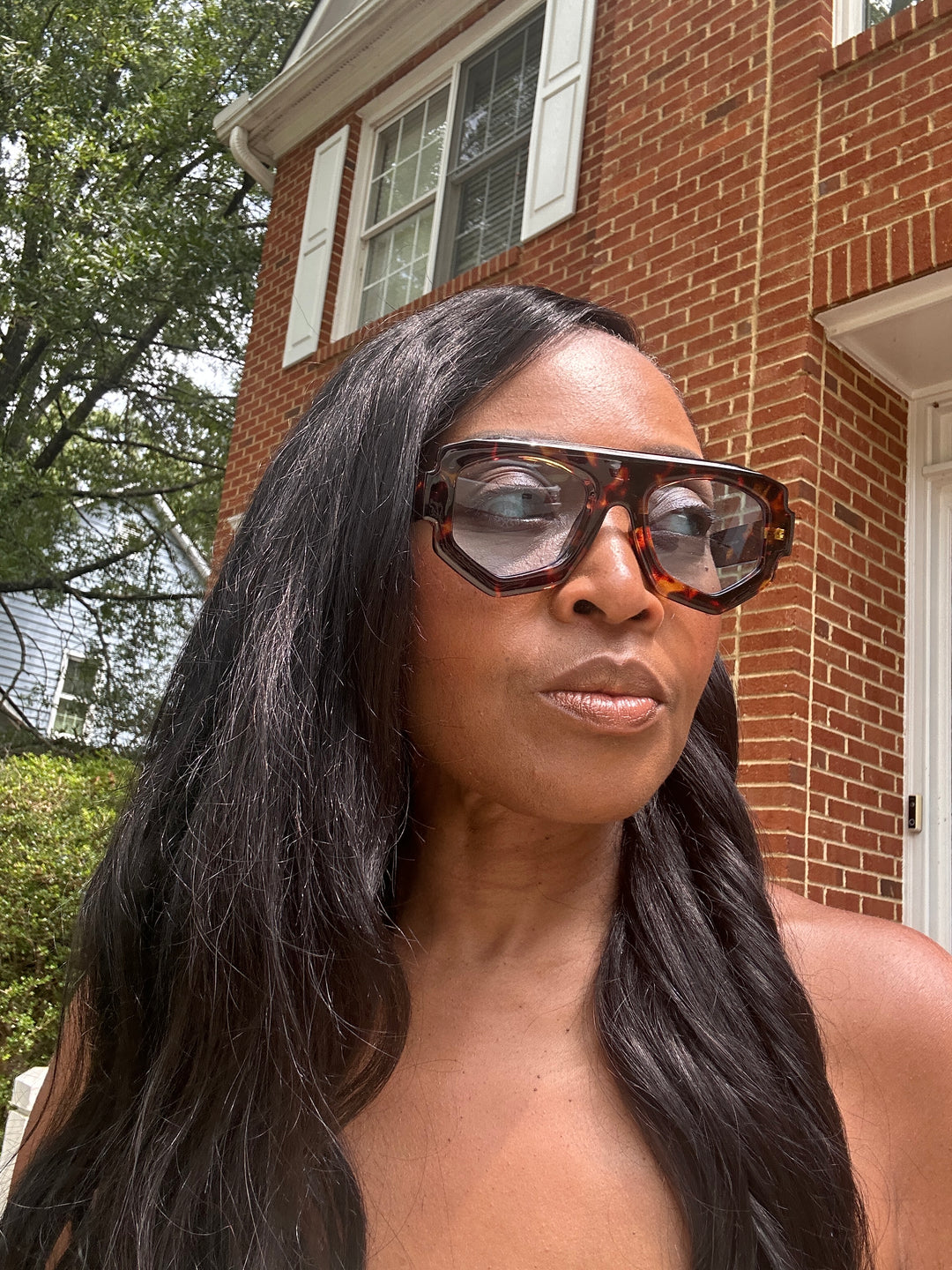 Fashion Oversize  Acrylic Sunglasses -Leopard with Blue Lenses