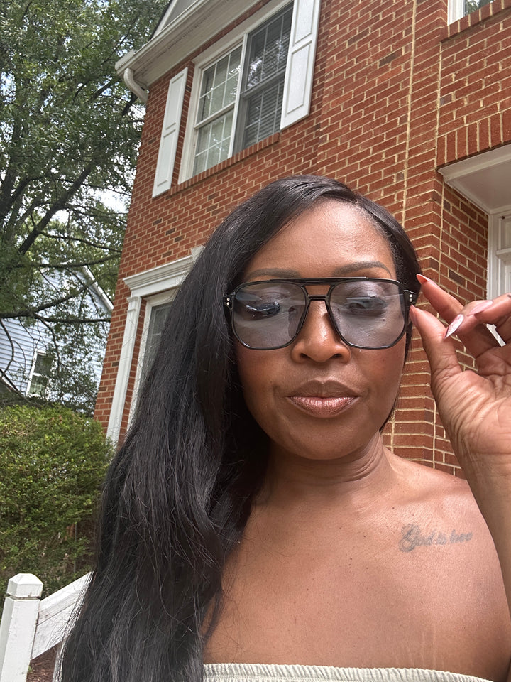 Everyday Unisex Avaiator Sunglasses -Black with Blue Lens