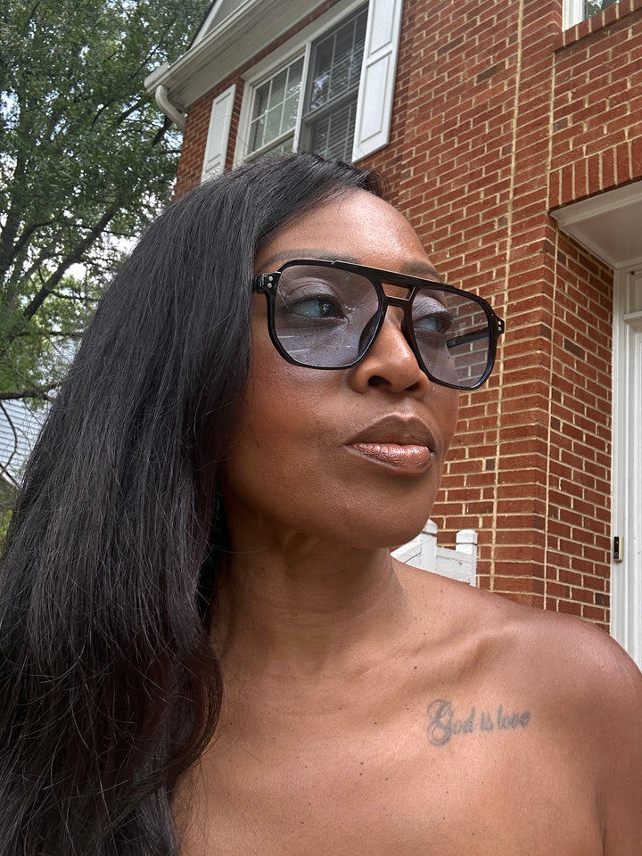 Everyday Unisex Avaiator Sunglasses -Black with Blue Lens