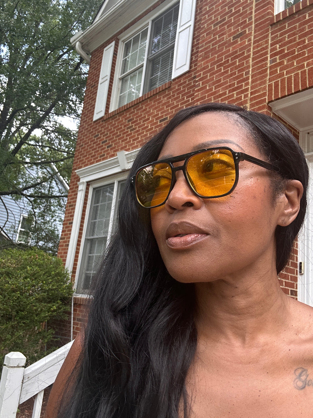 Everyday Unisex Avaiator Sunglasses -Black with Yellow Lens