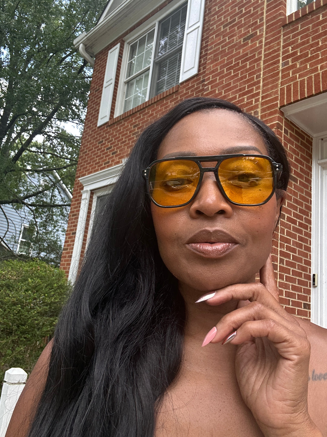Everyday Unisex Avaiator Sunglasses -Black with Yellow Lens