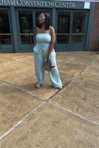 Travel Chic Every Day Split Knee Wide Leg Pants - Light Sage Green