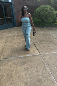 Summer Essentials Stretch Gauze Adjustable Tube Top - Light Sage Green