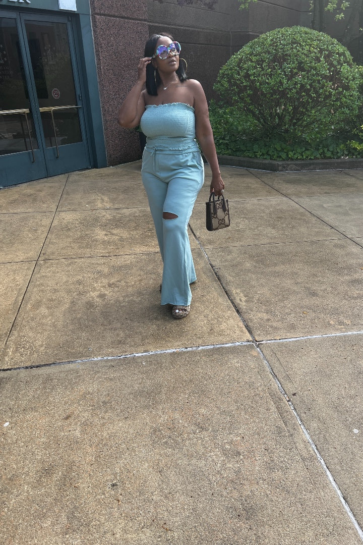 Travel Chic Every Day Split Knee Wide Leg Pants - Light Sage Green