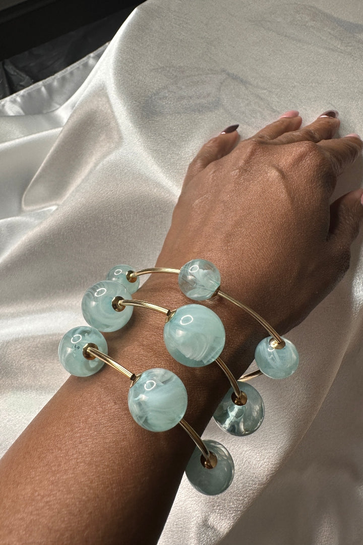 Halo Stretch 3 piece Stacked Bracelet Set - Light Blue