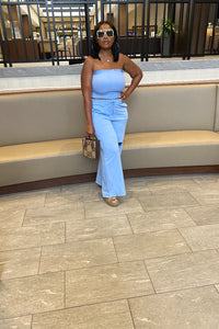 Summer Essentials Stretch Gauze Adjustable Tube Top - Spring Blue