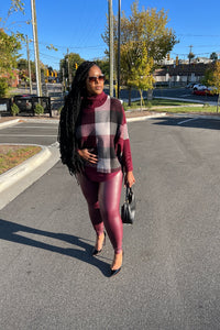 Faux Leather Leggings - Dark Burgundy