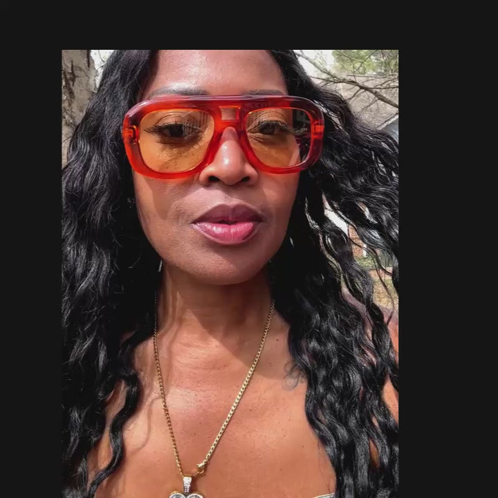 Fashion Orange Oversize Sunglasses - Orange Acrylic