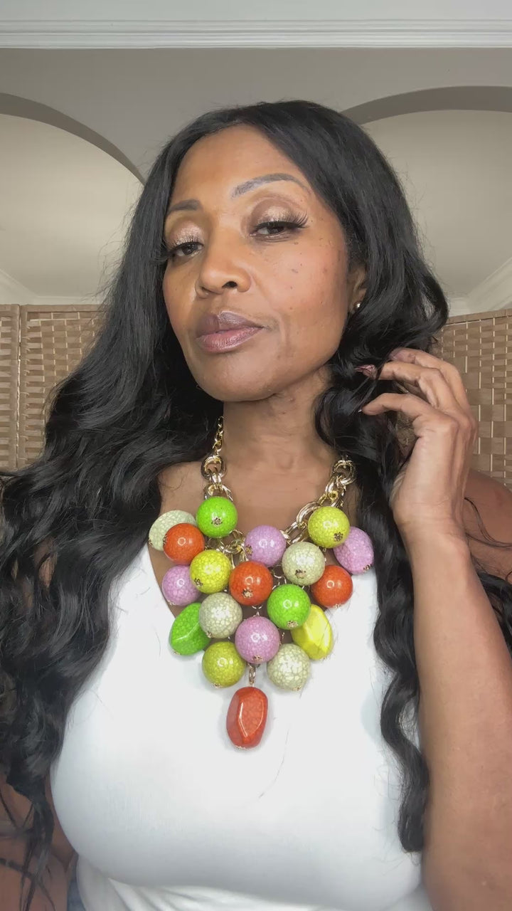 So Unique Fashion Cluster Necklace -Pastel Color