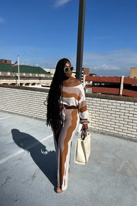 Rich Auntie Multi Brown Stripe 2 pc wide legged pant set