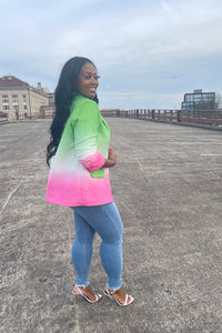 RESTOCKED Rich Auntie Pink and Green Ombre Blazer