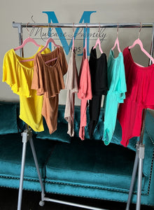 Everyday Essentials Ruffle Off Shoulder Bodysuit - Butter Orange