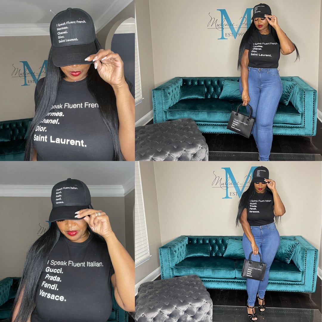 I Speak Fluent Italian Vegan Leather Mini Tote -Black