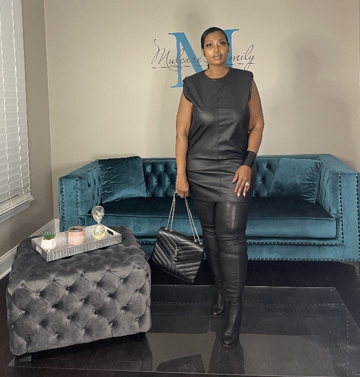 RESTOCKED Vegan Faux Leather Tunic Dress Black