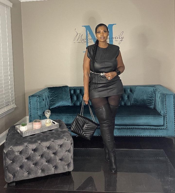RESTOCKED Vegan Faux Leather Tunic Dress Black