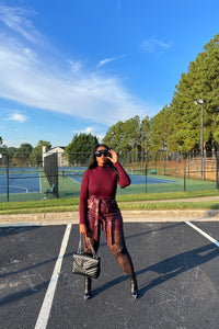Faux Leather Vegan Shorts - Burgundy