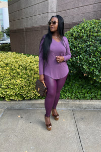 RESTOCKED Fall Faux Leather 2 pc Luxe Set - Eggplant
