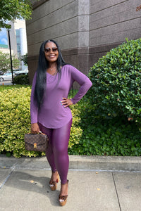 RESTOCKED Fall Faux Leather 2 pc Luxe Set - Eggplant