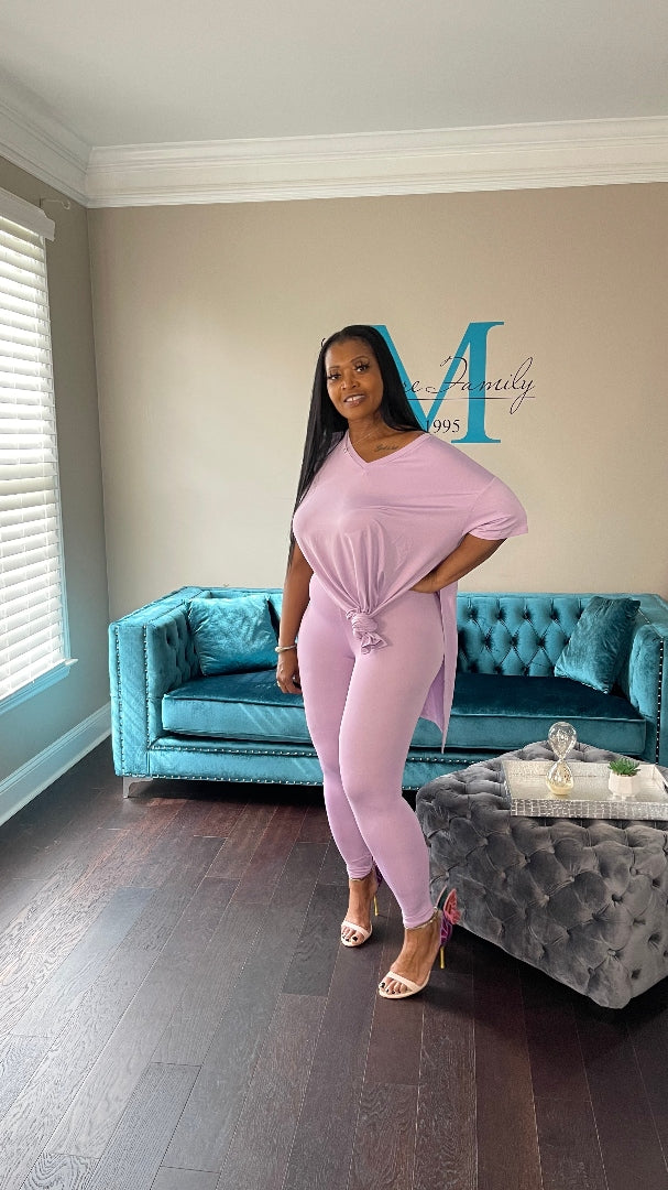 Spring Split Tunic and Legging Set in S-3X - Lavender