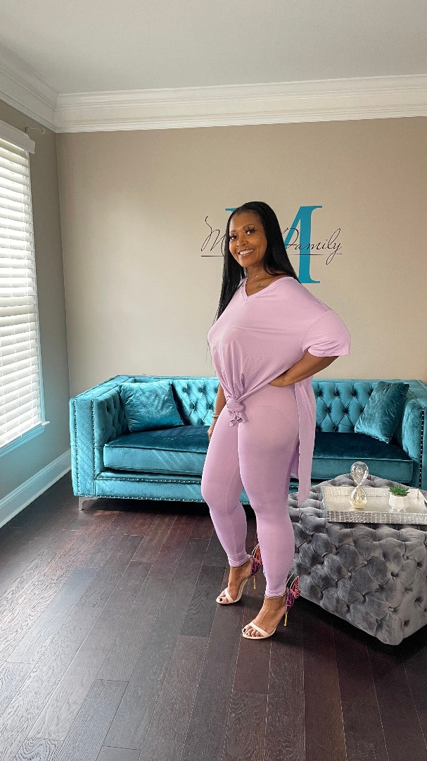 Spring Split Tunic and Legging Set in S-3X - Lavender
