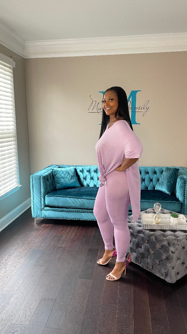 Spring Split Tunic and Legging Set in S-3X - Lavender
