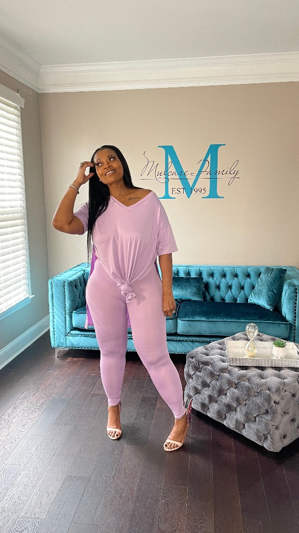 Spring Split Tunic and Legging Set in S-3X - Lavender