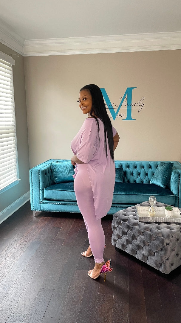 Spring Split Tunic and Legging Set in S-3X - Lavender