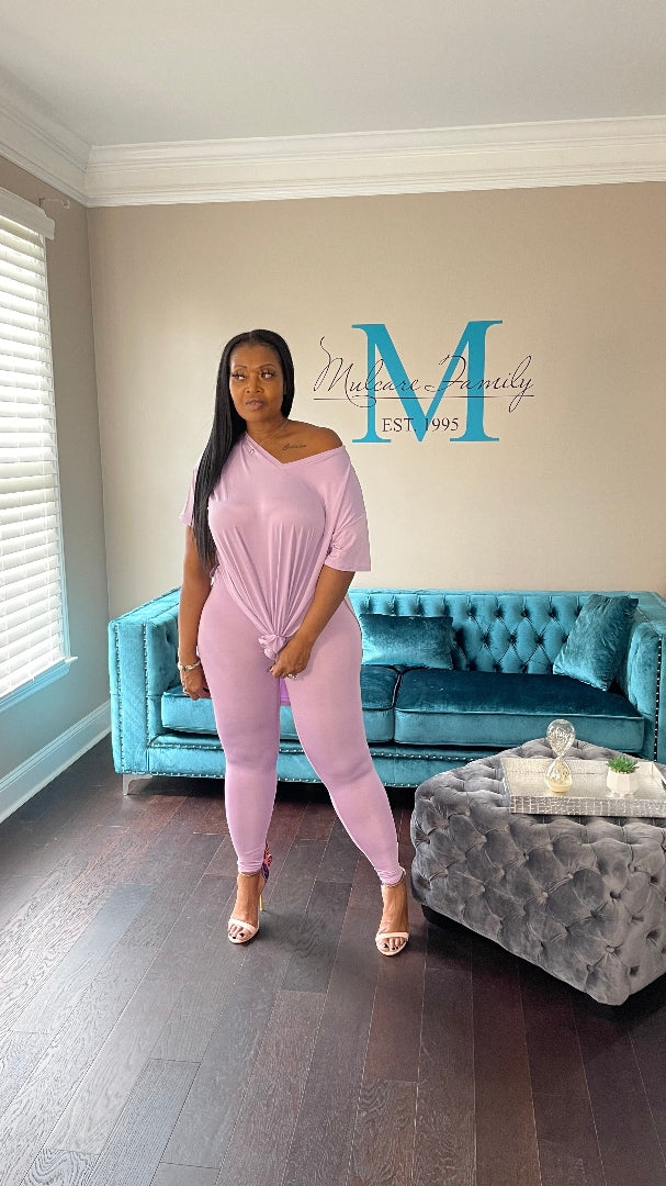 Spring Split Tunic and Legging Set in S-3X - Lavender