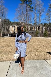 Casual Slay Button Front Jogger Jumpsuit -Spring Blue