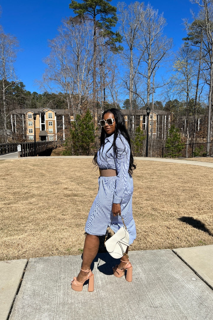 Casual Slay Button Front Jogger Jumpsuit -Spring Blue
