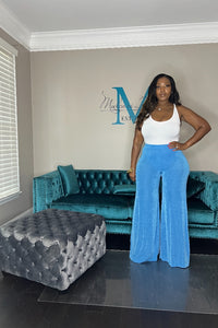 Summertiime Vibes Wide Legged Flowy Pants- Turquoise