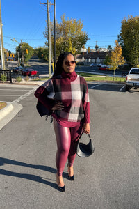 Fall Faux Leather 2 pc Luxe Set - Dark Burgundy