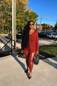 RESTOCKED Fall Faux Leather 2 pc Luxe Set - Cinnamon Spice Rust