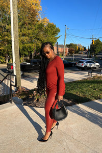 RESTOCKED Fall Faux Leather 2 pc Luxe Set - Cinnamon Spice Rust