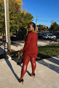 RESTOCKED Fall Faux Leather 2 pc Luxe Set - Cinnamon Spice Rust