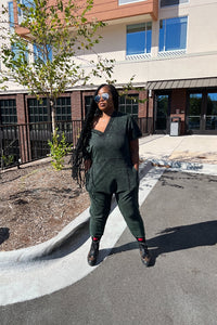 Everyday Harem Acid Wash Jumpsuit - Army Green