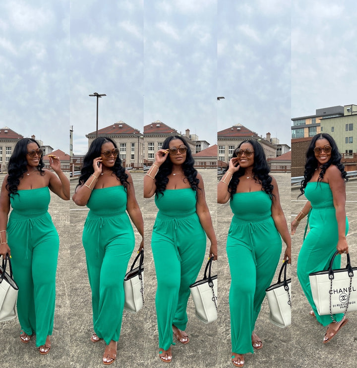 Strapless Smocked Tube Romper - Kelly Green