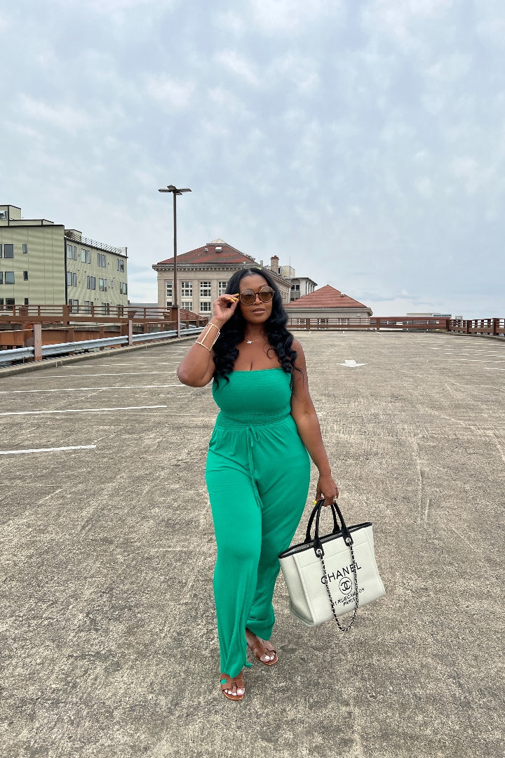 Strapless Smocked Tube Romper - Kelly Green