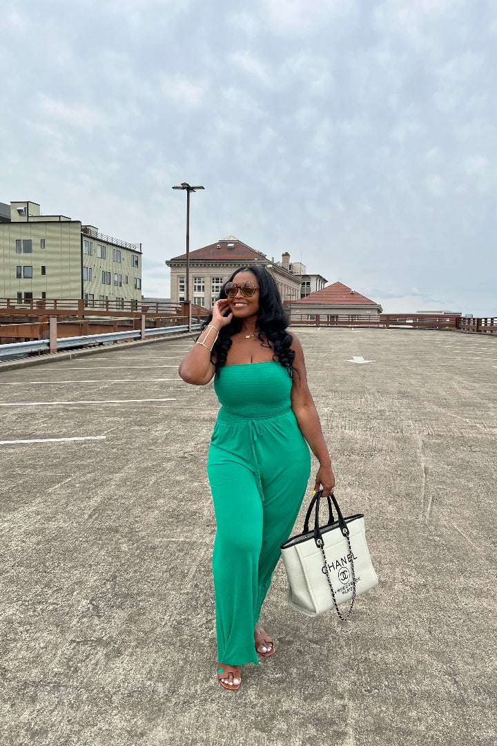 Strapless Smocked Tube Romper - Kelly Green
