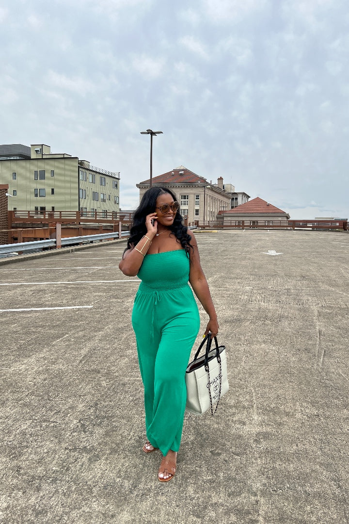 Strapless Smocked Tube Romper - Kelly Green