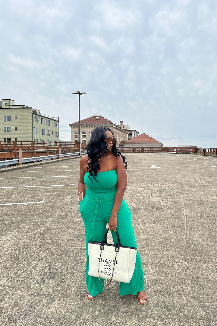 Strapless Smocked Tube Romper - Kelly Green