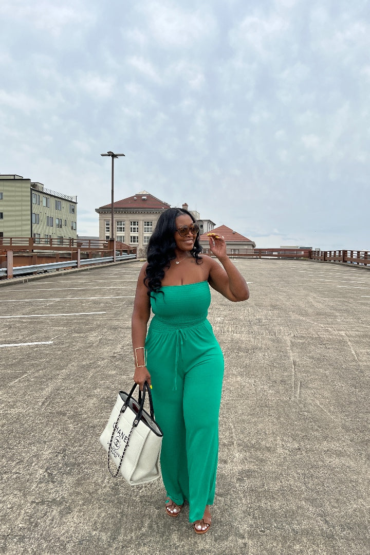 Strapless Smocked Tube Romper - Kelly Green