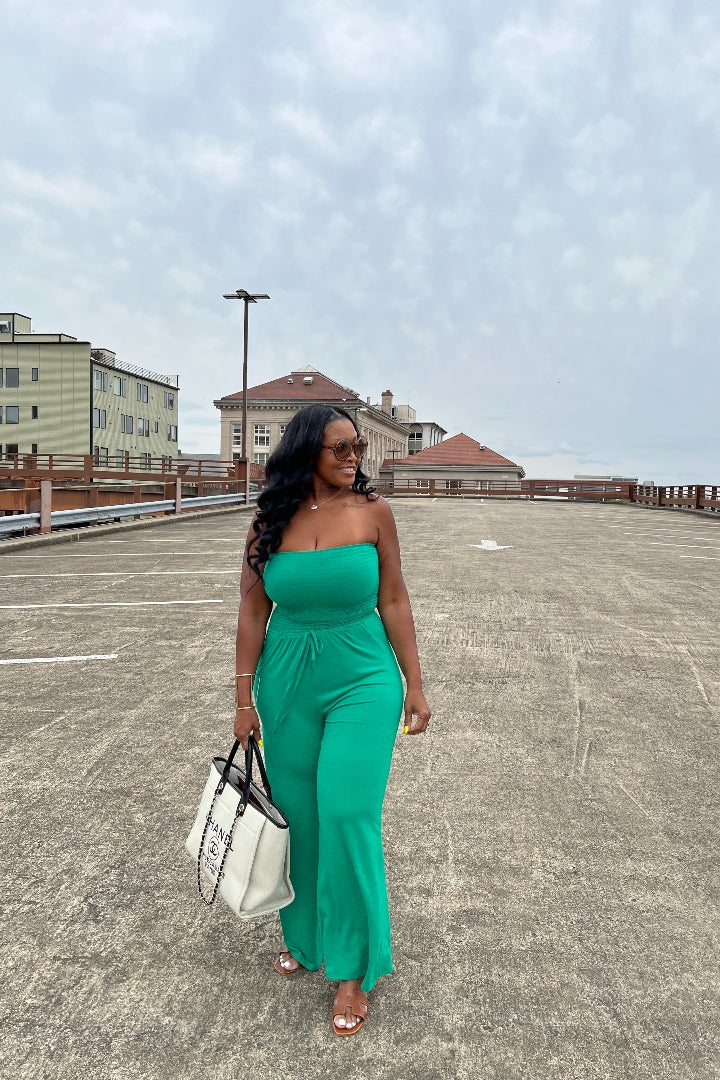Strapless Smocked Tube Romper - Kelly Green