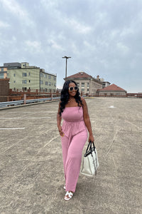 Strapless Smocked Tube Romper - Light Rose