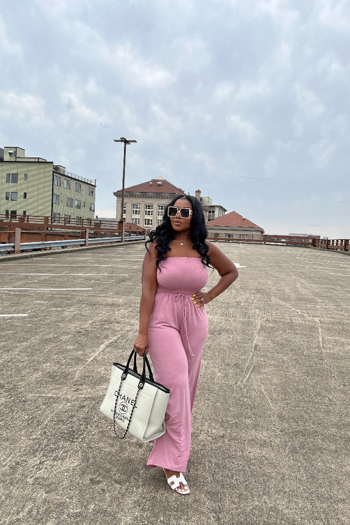 Strapless Smocked Tube Romper - Light Rose